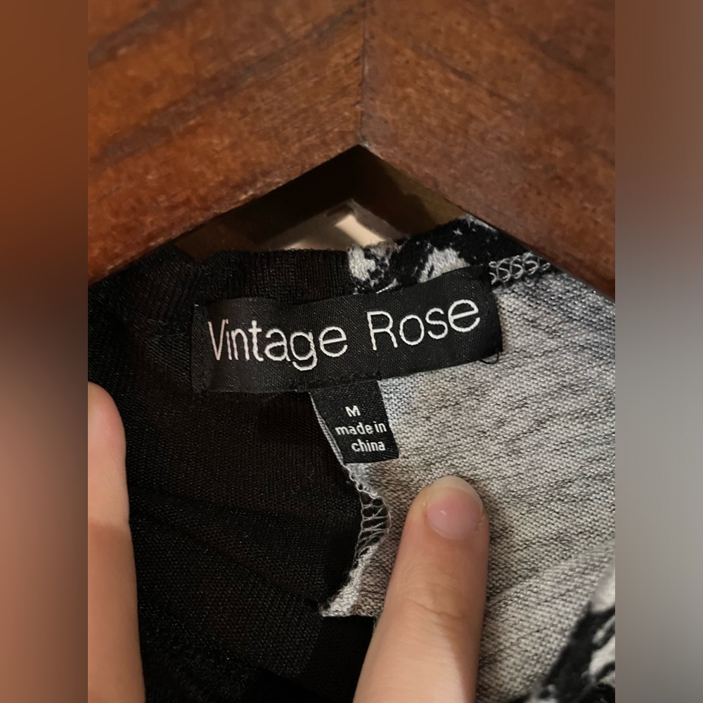 Vintage Rose Black and Plaid Mock Neck Turtleneck Long Sleeve Sweater Top - Picture 4 of 7